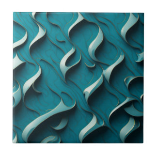 Keramische Tegel " Turquoise Waves " Tegeltje