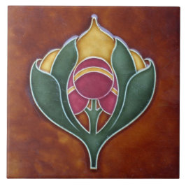 Keramische Tegel - Unieke Floral Art Nouveau Tegeltje