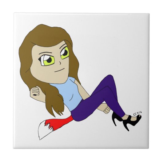 keramische tegel van chibi-foxy girl tegeltje (Voorkant)