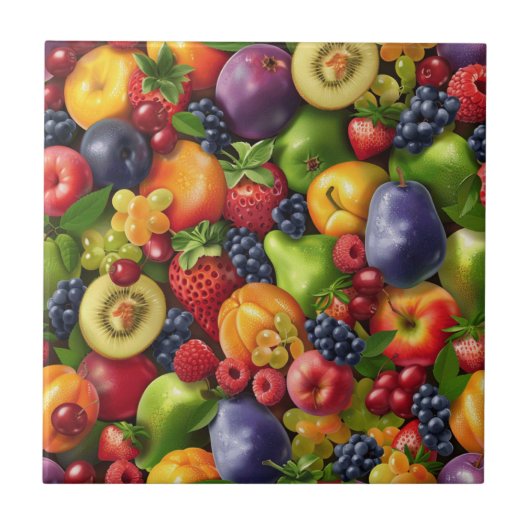 Keramische Tegel van gemengd fruit Tegeltje (Voorkant)