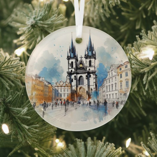 keramische Tegel van Praag Glas Ornament (Insitu)