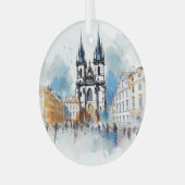 keramische Tegel van Praag Glas Ornament (Voorkant links)