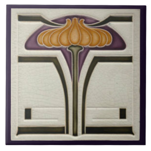 Keramische tegel - Vintage Art Nouveau bloem Tegeltje