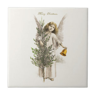 KERAMISCHE TEGEL: VINTAGE CHRISTMAS ANGEL TEGELTJE
