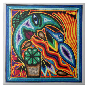 Keramische tegel - Vogel & maan Tegeltje