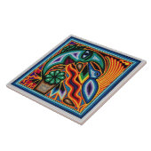 Keramische tegel - Vogel & maan Tegeltje (Zijkant)