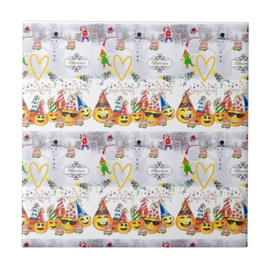 Keramische Tegel Vrolijk Kerstfeest Gelukkige Verj Tegeltje (Voorkant)