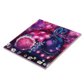 Keramische Tegel - Whimsical Rabbit 'Glamour Bunny Tegeltje (Zijkant)