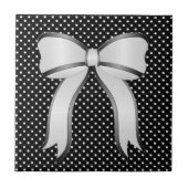 Keramische Tegel White Black Polkadot White Bow Tegeltje (Voorkant)