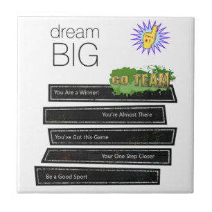 Keramische Tegel White en Black Dream Big Sports Tegeltje