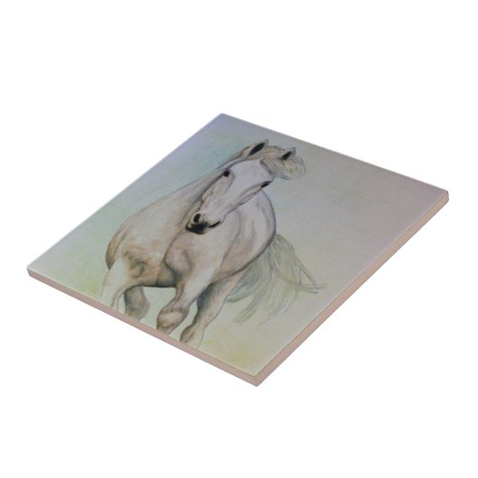 Keramische tegel "White Horse" Tegeltje (Zijkant)