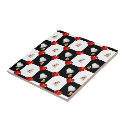 Keramische Tegel White Teddy Bear Beer Tegeltje (Zijkant)