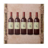 Keramische Tegel wijnflessen Tegeltje (Voorkant)