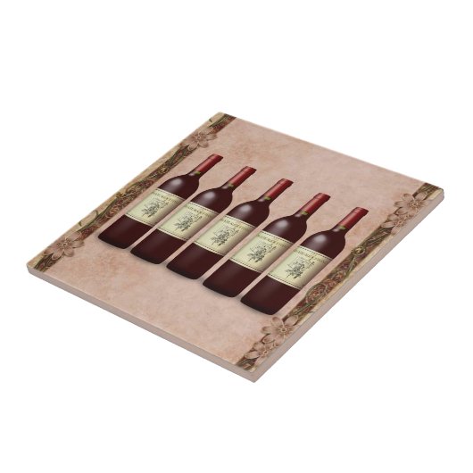 Keramische Tegel wijnflessen Tegeltje (Zijkant)