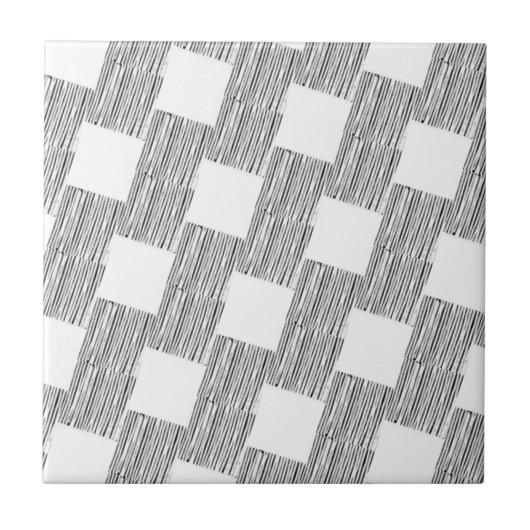 Keramische Tegel Wit en Zwart Plaid Tegeltje (Voorkant)