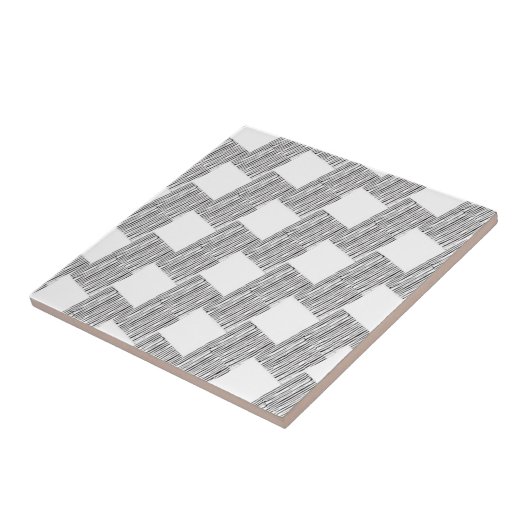 Keramische Tegel Wit en Zwart Plaid Tegeltje (Zijkant)