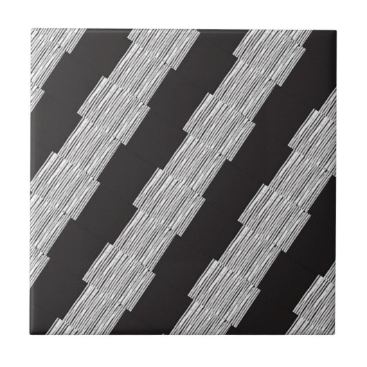 Keramische Tegel Wit en Zwart Plaid Tegeltje (Voorkant)