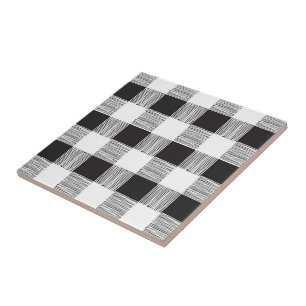 Keramische Tegel Wit en Zwart Plaid Tegeltje