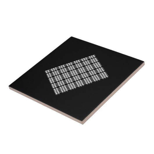 Keramische Tegel Wit en Zwart Plaid Tegeltje (Zijkant)