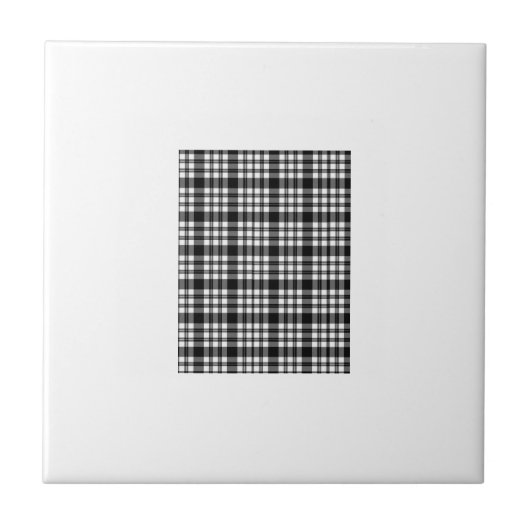Keramische Tegel Wit en Zwart Plaid Tegeltje (Voorkant)