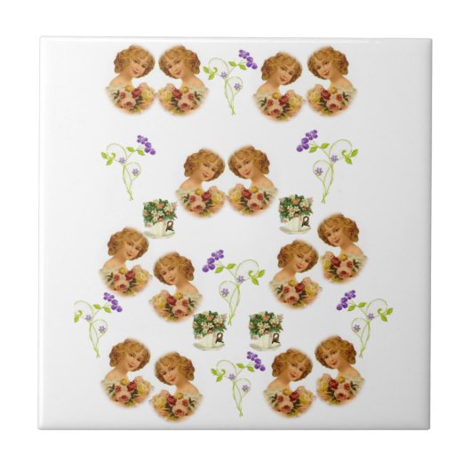 Keramische Tegel Wit Victoriaans Tegeltje (Voorkant)