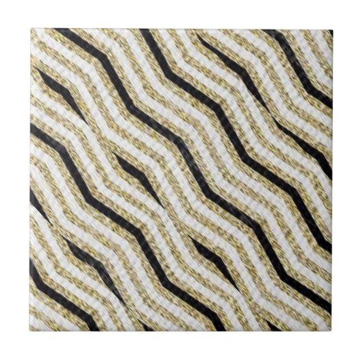 Keramische Tegel Wit Zwart Goud Tegeltje (Voorkant)