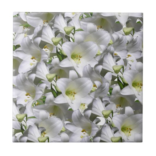 Keramische tegel witte bloem tegeltje (Voorkant)