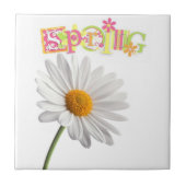 Keramische Tegel Witte Daisy Floral Spring Tegeltje (Voorkant)