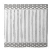 Keramische Tegel Witte en grijze streep Tegeltje (Voorkant)