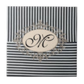 Keramische Tegel Witte en Zwarte Streep Tegeltje (Voorkant)