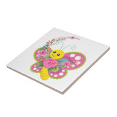 Keramische Tegel Witte Floral Butterfly Tegeltje (Zijkant)