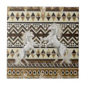 Keramische Tegel Witte Paarden Aztec Tegeltje (Voorkant)