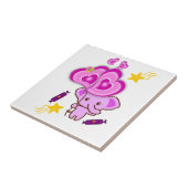 Keramische Tegel Witte Paarse olifanten Harten Tegeltje (Zijkant)