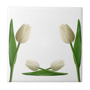Keramische tegel witte tulpen bloem tegeltje