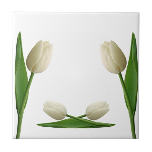 Keramische tegel witte tulpen bloem tegeltje (Voorkant)
