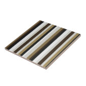 Keramische Tegel Zwart Bruin Streep Tegeltje (Zijkant)