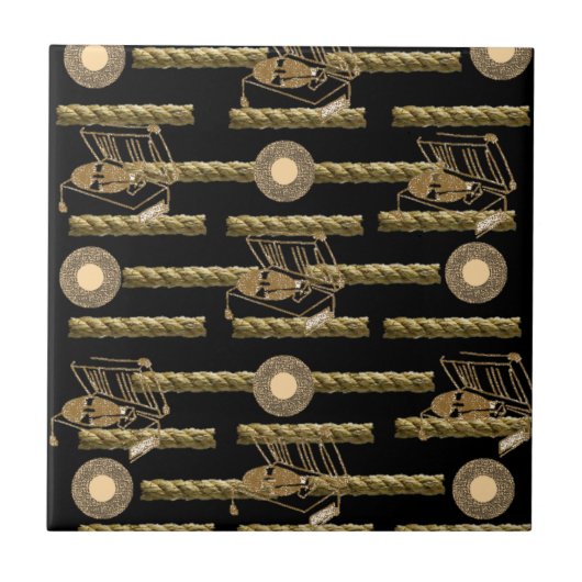 Keramische Tegel Zwart Country Rope Tegeltje (Voorkant)