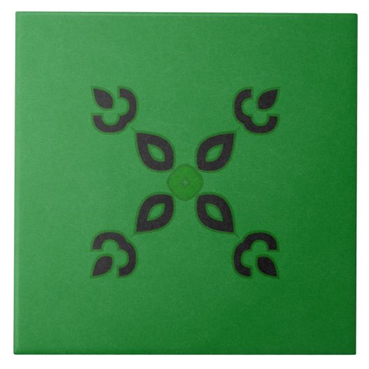 Keramische Tegel - Zwart en groen getextureerd des Tegeltje (Voorkant)