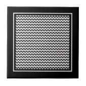 Keramische Tegel, zwart en wit Chevron Pattern Tegeltje (Voorkant)