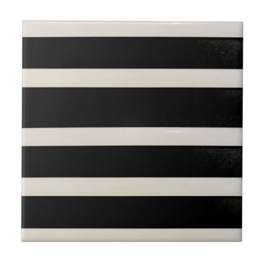 Keramische Tegel Zwart-wit Streep Tegeltje (Voorkant)