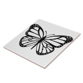 Keramische tegel - zwarte en witte vlinder tegeltje (Zijkant)