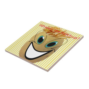 Keramische Tegels Aardappel, Frites, Gele Streep Tegeltje