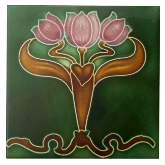 Keramische tegels - drie roze tegels tegeltje (Voorkant)