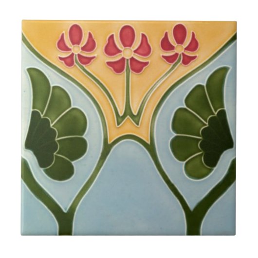 Keramische tegels - Floral Art Nouveau Tegeltje (Voorkant)
