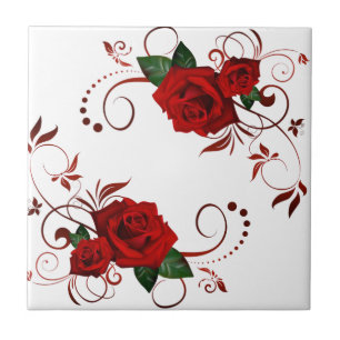 Keramische tegels, Floral Red Rose Tegeltje