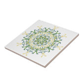 Keramische tegels, groen en geel tegeltje (Zijkant)