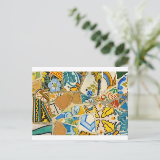 Keramische Tegels in Parc Guell in Barcelona, Span Briefkaart (Staand voorkant)