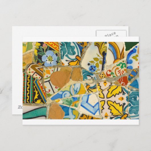 Keramische Tegels in Parc Guell in Barcelona, Span Briefkaart (Voorkant / Achterkant)