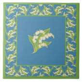  keramische tegels: Lilies van de vallei, blauw Tegeltje (Voorkant)
