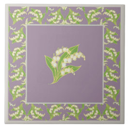  keramische tegels: Lilies van de vallei, Mauve Tegeltje